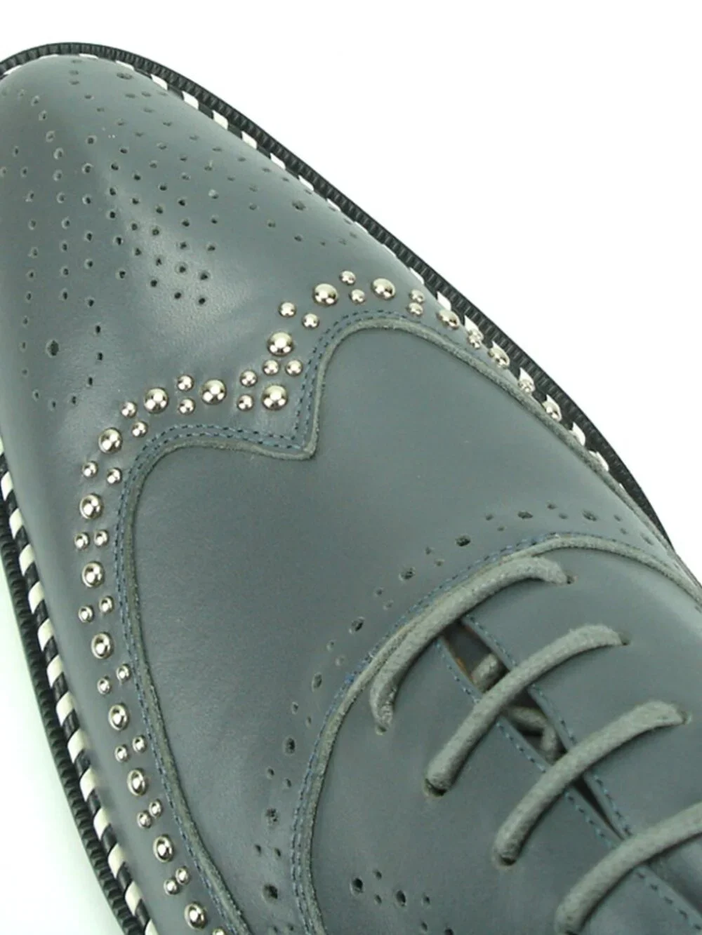 FI-7201 Grey Genuine Leather Lace up Wing Tip Fiesso by Aurelio Garcia